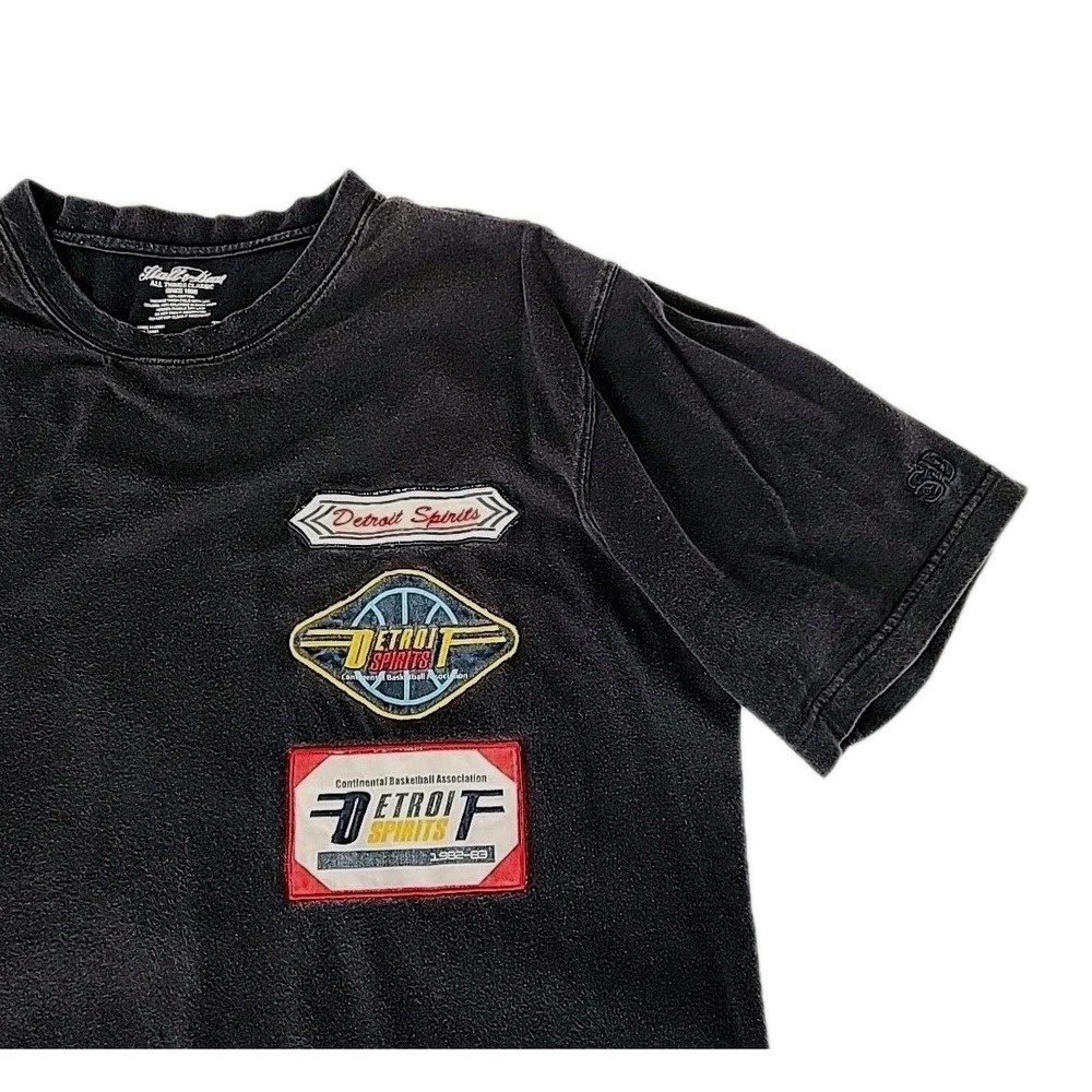 Vintage Stall & Dean "Detroit Spirits" Patches Men's 2XL Retro Black T-Shirt